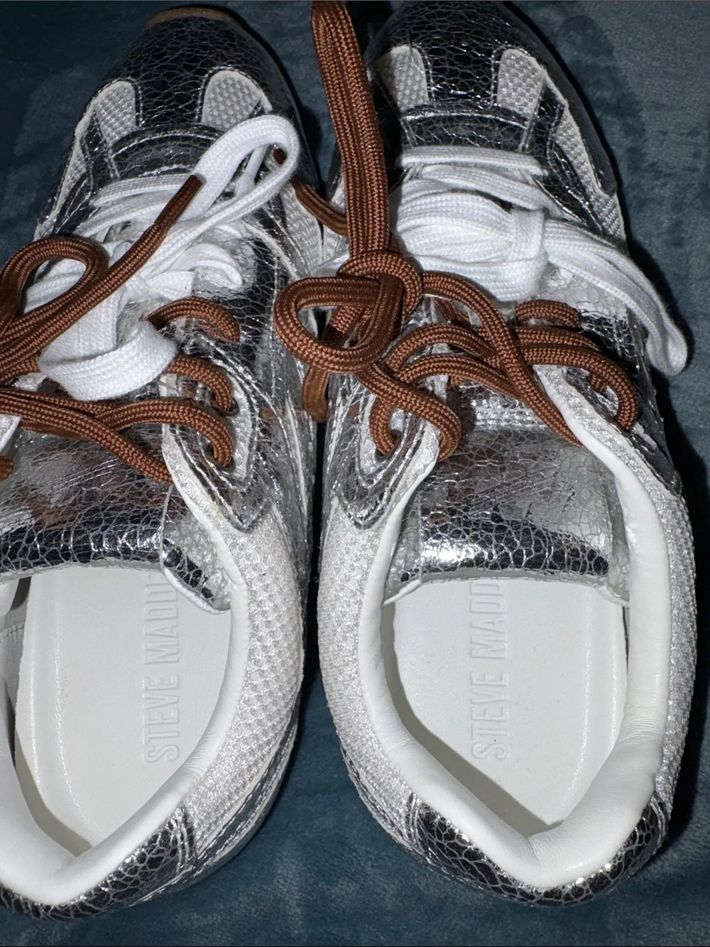 Steve Madden Aziel silver sneakers.